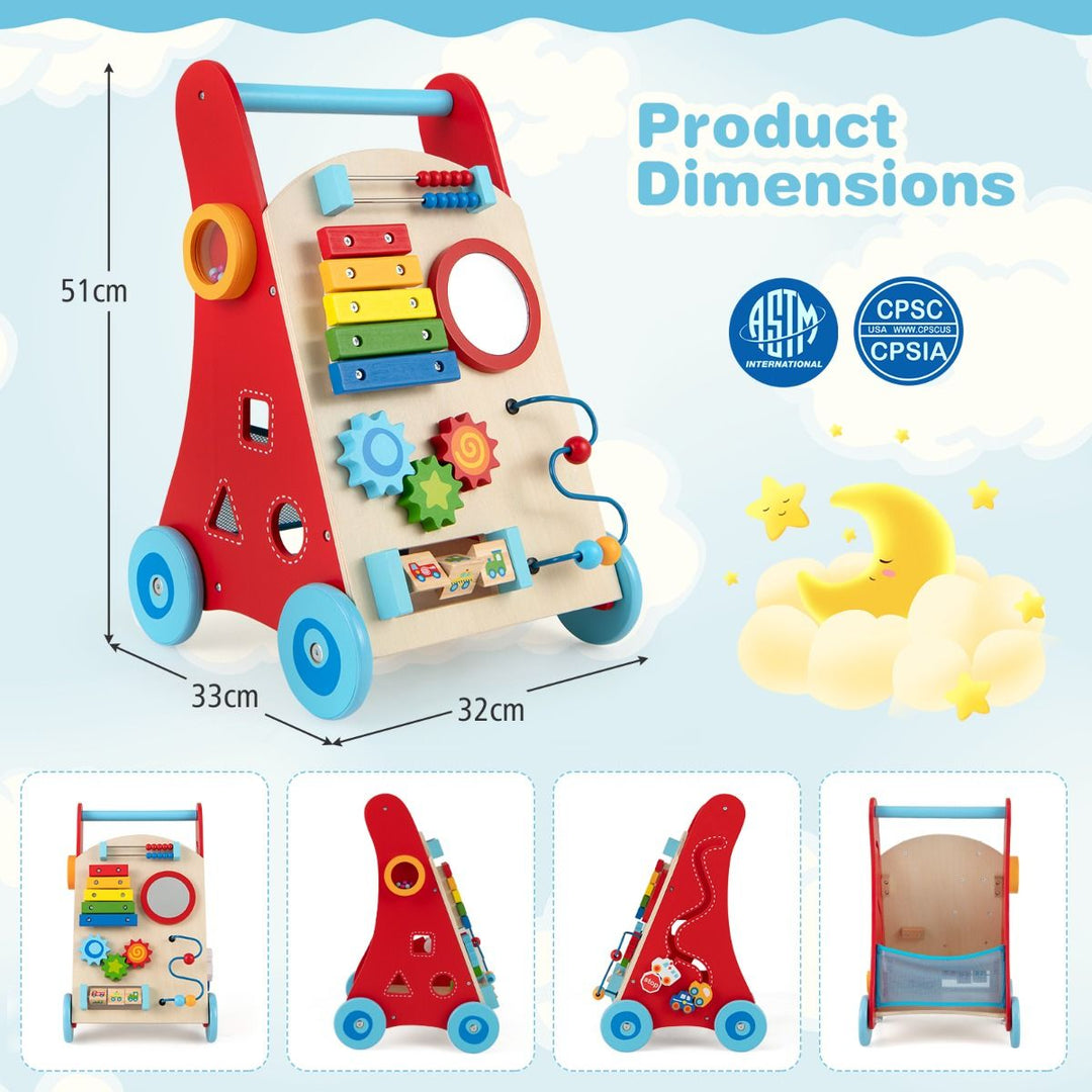 Baby Toddler Wooden Activity Walker Pusher