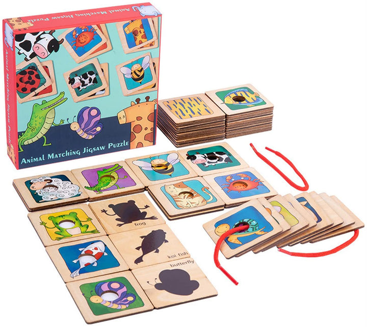 Wooden Animal Pattern Shadow Matching Game