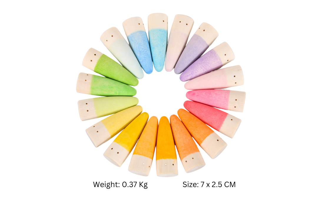 Rainbow Colour Wooden Peg Dolls 12PC