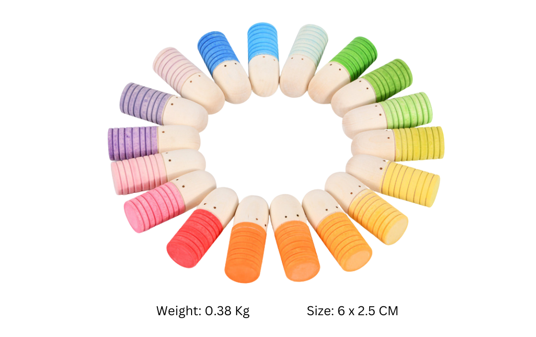 Rainbow Colour Wooden Peg Dolls 12PC