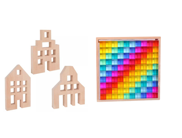 Wooden House Blocks 3Pc