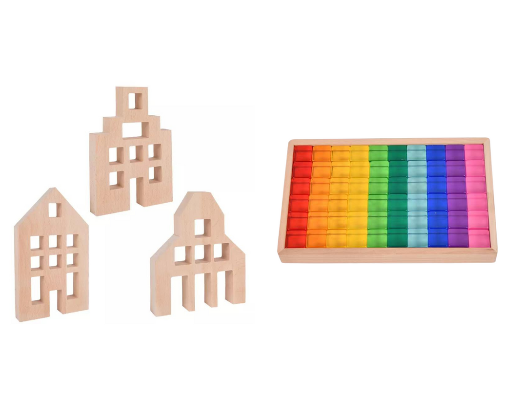 Wooden House Blocks 3Pc