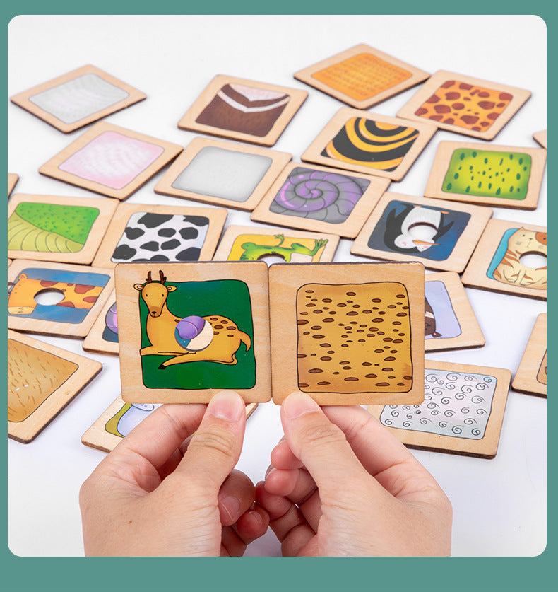 Wooden Animal Pattern Shadow Matching Game