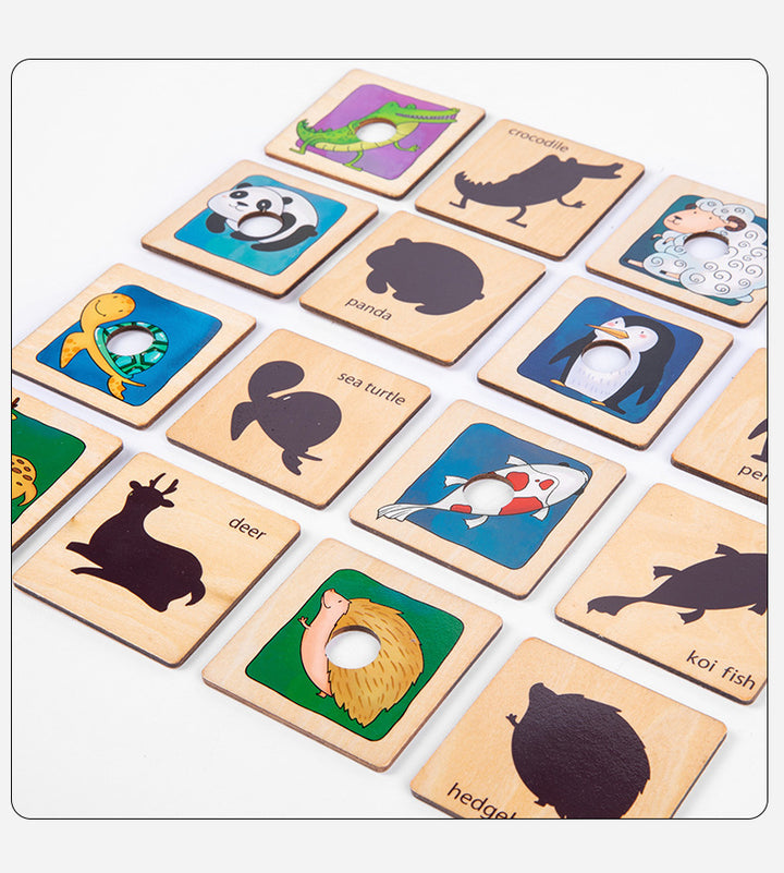 Wooden Animal Pattern Shadow Matching Game