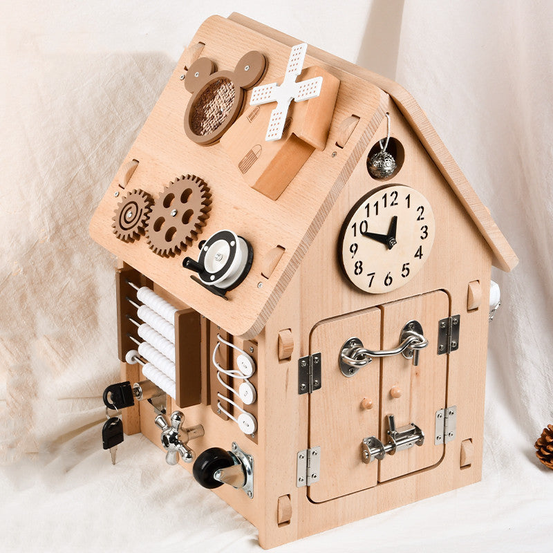 Busy Board House Toddler Activity Busy House Beech Wood Neutral