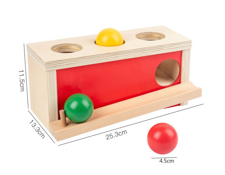 Montessori Object Permanence Box – Pounding Ball Box with 3 Balls