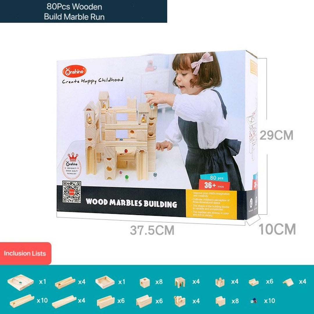 Wooden Marble Run Set 80Pcs