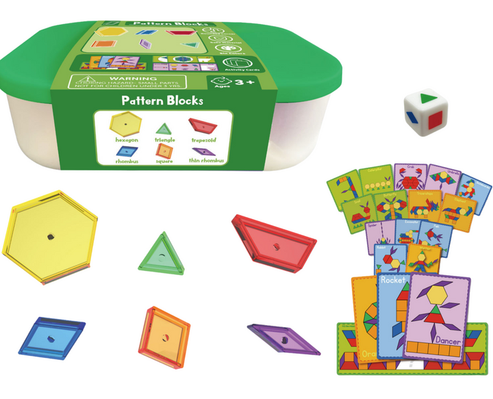Translucent geometric tiles pack for kids exploring colours, shapes and light table sensory play
